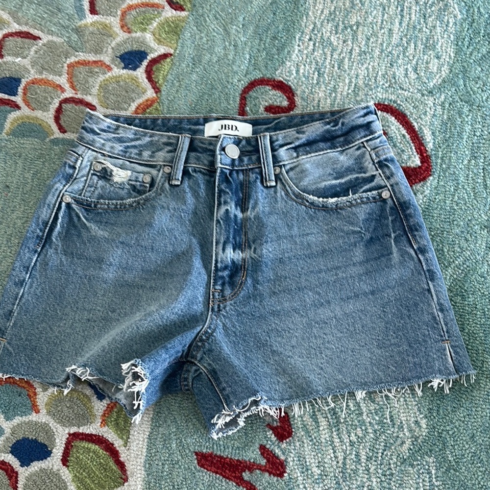 Jean Shorts with Distressed Details